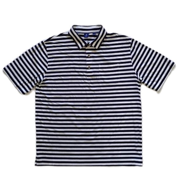 FootJoy Golf Polo Men’s L Blue White Striped Performance Shirt - Picture 1 of 7